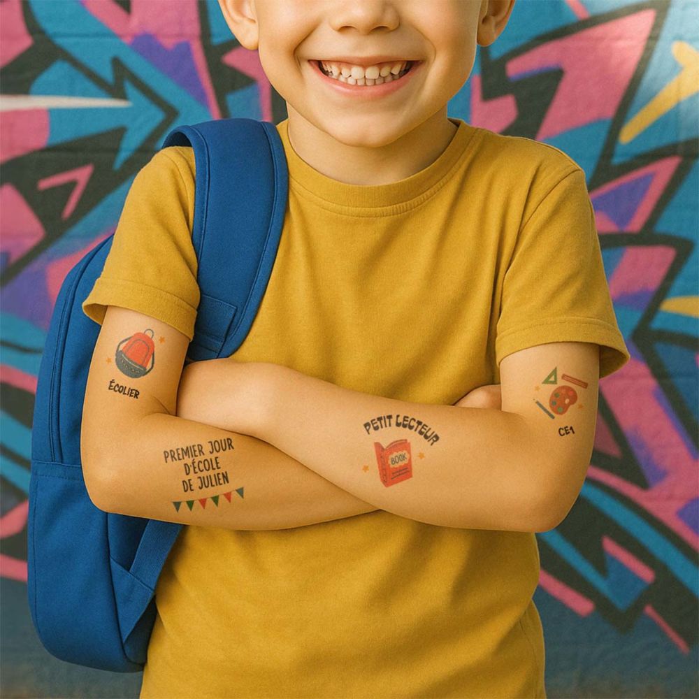 Tatouages personnalisés pour enfants pour la rentrée scolaire