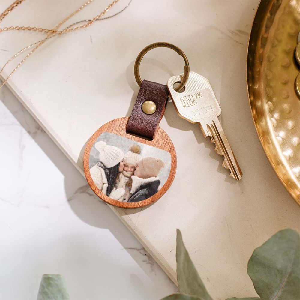 Porte-clés personnalisé en bois avec photo