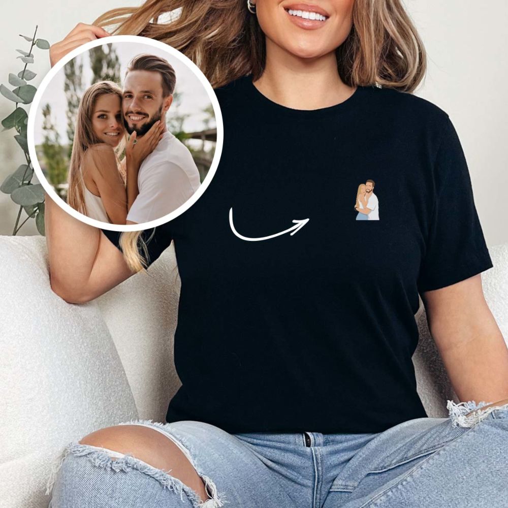 Personalisierbares T-Shirt mit kleiner KI-Illustration