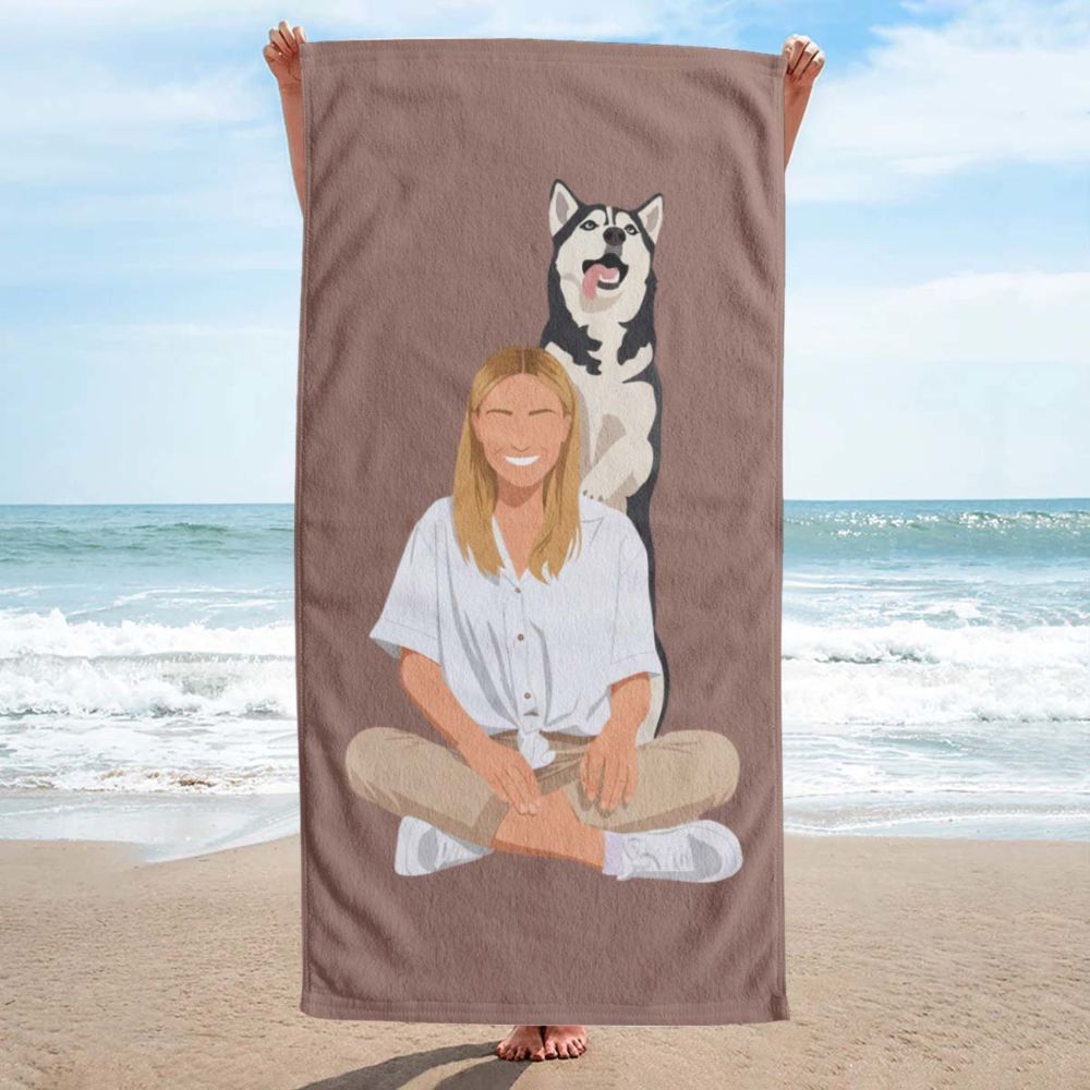 Personalisierbares Handtuch mit KI-Illustration