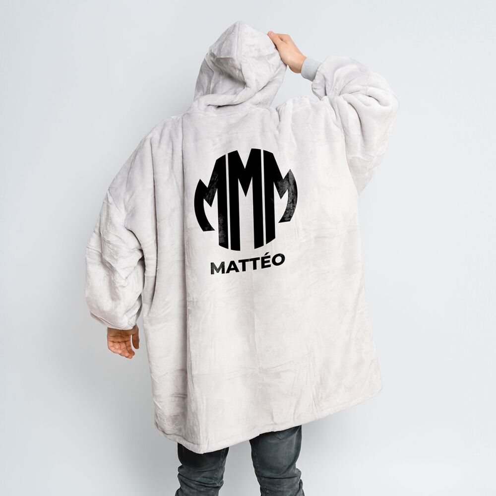 Plaid à capuche personnalisé avec monogramme