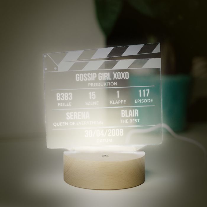 Personalisierbare LED-Lampe als Filmklappe Test