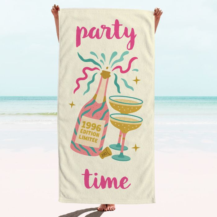 Serviette personnalisée Champagne et texte