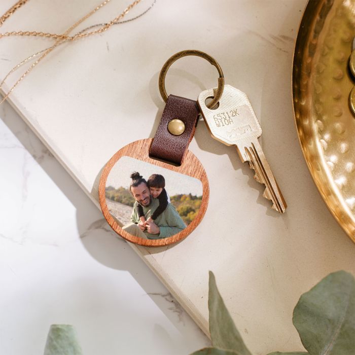 Porte-clés personnalisé en bois avec photo