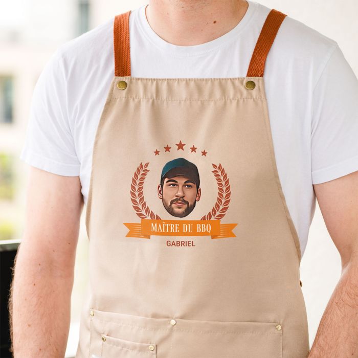 Tablier de cuisine personnalisé barbecue avec photo	