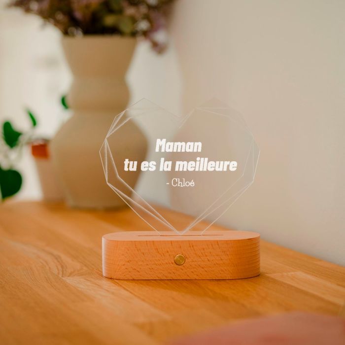 Lampe LED personnalisée avec cœur