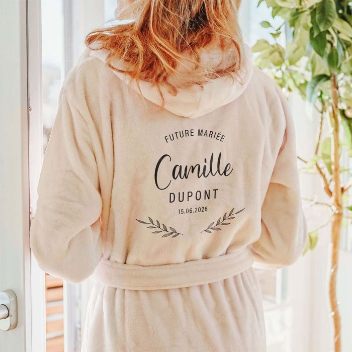 Peignoir personnalisé avec texte et couronne de laurier