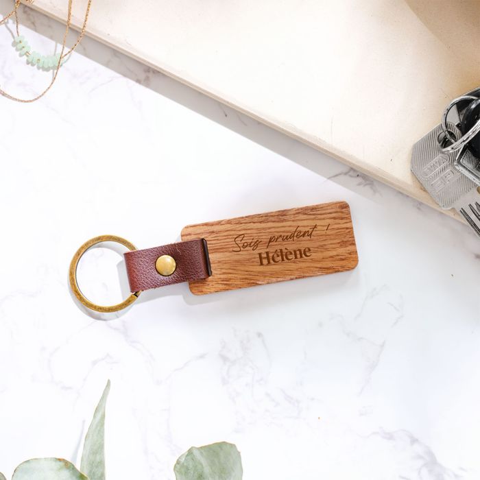 Porte-clés personnalisé en bois avec texte