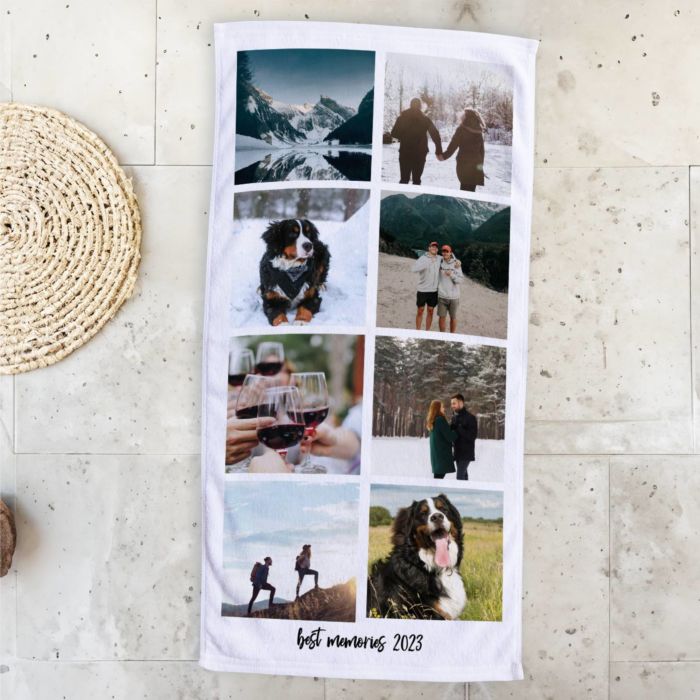 Serviette personnalisée avec 8 photos et texte