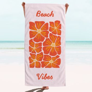 Serviette personnalisée rétro avec fleurs et texte